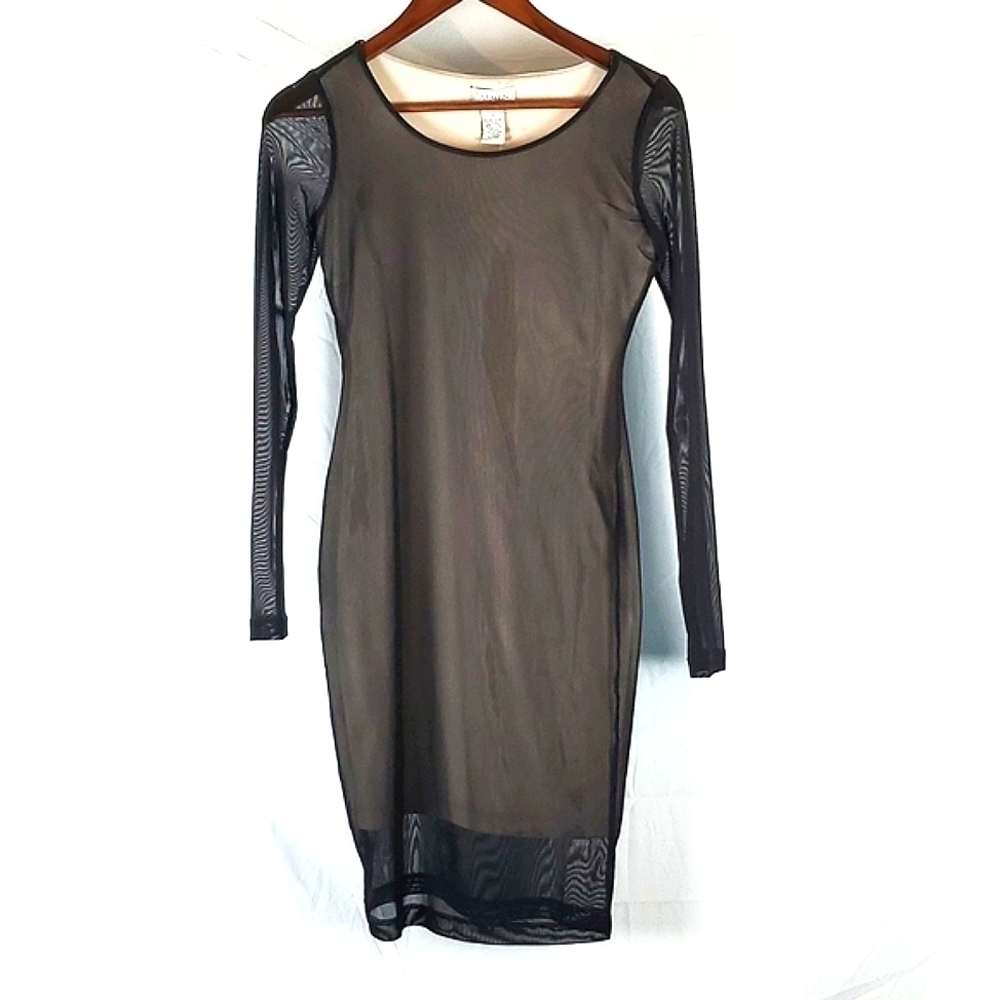 NWT Carmen Marc Valvo Mesh Overlay‎ Dress